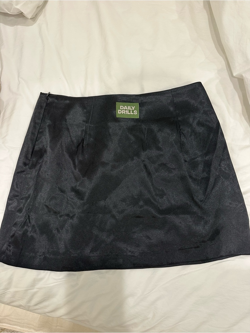 Daily Drills Black Satin-Look Mini Skirt